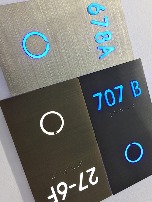 Room Number Panel Sign Backlit - Brass by Luxello LED Signage